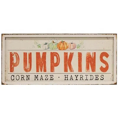 Homegifo Pumpkins Corn Maze Hayrides Metal Sign In Multi