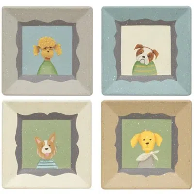 Homegifo *pup Portrait Square Plate 4 Asstd. In Multi