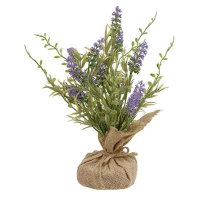 Homegifo Purple Tabletop Wildflowers W/burlap Base In Green