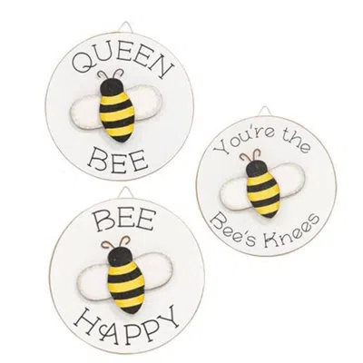Homegifo Queen Bee Mini Round Easel Sign 3 Asstd. In Multi