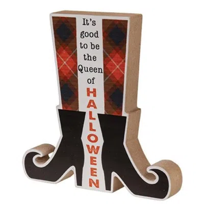 Homegifo *queen Of Halloween Witch Boots Shelf Sitter In Multi