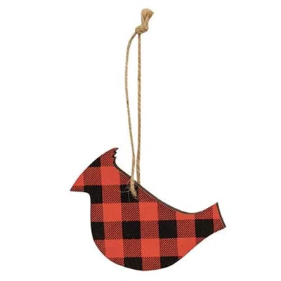 Homegifo *red & Black Buffalo Check Cardinal Ornament