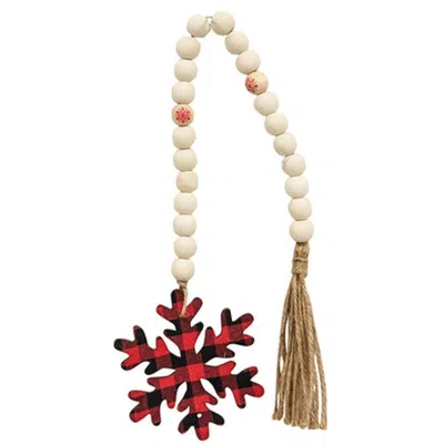 Homegifo *red & Black Buffalo Check Snowflake Beaded Tassel In Multi