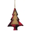 Homegifo *red & Black Buffalo Check Tree Stitched Fabric Ornament