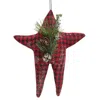 Homegifo Red & Black Check Folk Star Ornament W/pinecone