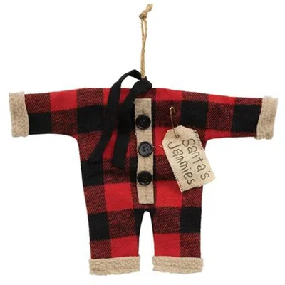Homegifo *red & Black Check Small Santa's Jammies Ornament