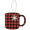 Homegifo *red & Black Check Snowflake Cup Ornament