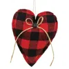 Homegifo *red & Black Check Stuffed Heart Ornament