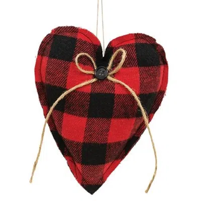 Homegifo *red & Black Check Stuffed Heart Ornament