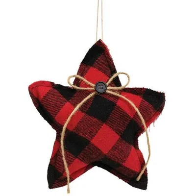 Homegifo *red & Black Check Stuffed Star Ornament