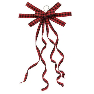 Homegifo *red & Black Plaid Curly Ribbon Bow Ornament