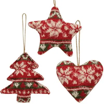 Homegifo Red & Green Nordic Sweater Ornament 3 Asstd.