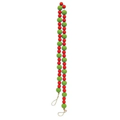 Homegifo *red & Green Wooden Bead Garland In Multi