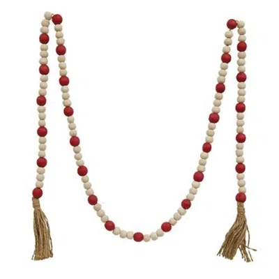 Homegifo Red & Natural Bead Garland 5ft