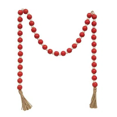 Homegifo Red & White Bead Garland W/tassel