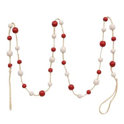 Homegifo *red & White Bright Bead Garland 48" In Multi
