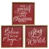 Homegifo Red & White Engraved Christmas Words Square Frame 3 Asstd.