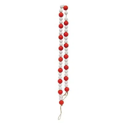 Homegifo *red & White Wooden Bead Garland