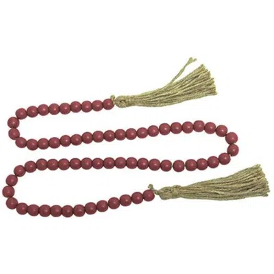 Homegifo *red Beaded Garland With Tassels 48"l In Burgundy
