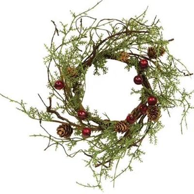Homegifo Red Berry & Cypress Candle Ring In Green