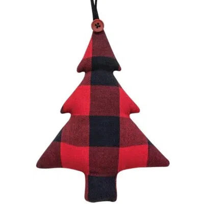 Homegifo Red Buffalo Check Fabric Tree Ornament