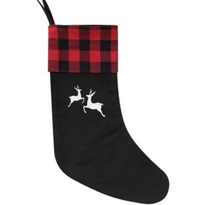 Homegifo *red Buffalo Check Reindeer Stocking In Black
