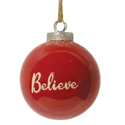 Homegifo Red Ceramic Ornament "believe"
