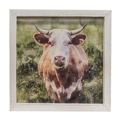 Homegifo Red Cow Framed Portrait In Green