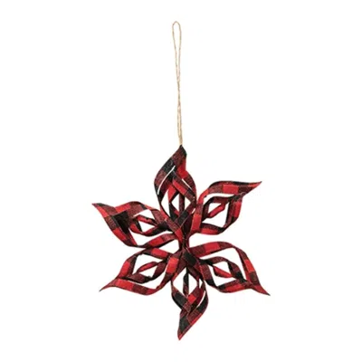 Homegifo *red Plaid Snowflake Ornament