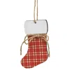 Homegifo *red Plaid Stocking Ornament With Jute