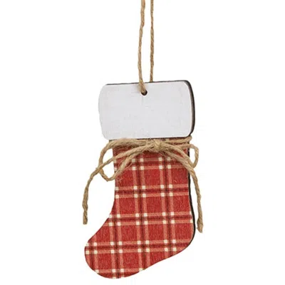 Homegifo *red Plaid Stocking Ornament With Jute