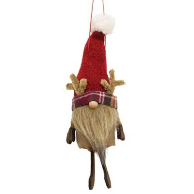 Homegifo *red Reindeer Gnome Felted Ornament In Multi
