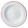 Homegifo Red Rim Enamel Salad Plate