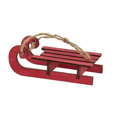 Homegifo Red Sled Wooden Ornament