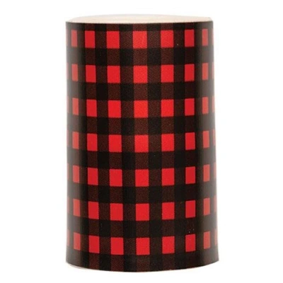 Homegifo Red Small Check Timer Pillar - 3"x5" In Multi