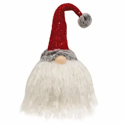 Homegifo Red Sparkle Gnome Sitter In Multi