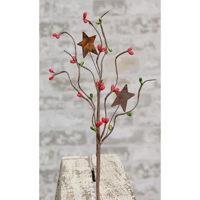 Homegifo Red/green Pip & Star Pick 12" In Brown
