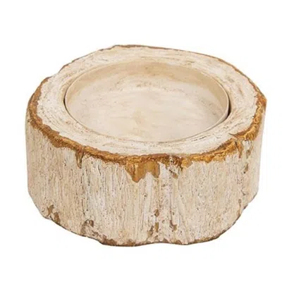 Homegifo Resin Birch Pillar Candle Holder In Brown