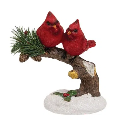 Homegifo Resin Cardinal Pair On Branch In Red