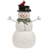 Homegifo Resin Frosted Snowman W/holly & Cardinal
