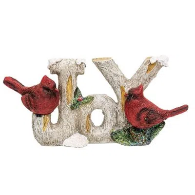 Homegifo Resin "joy" Branch Table Sitter W/cardinals In Multi