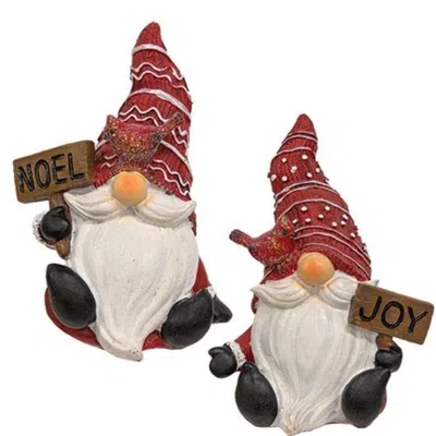Homegifo Resin Noel/joy Gnome W/ Cardinal Friend 2 Asstd. In Multi