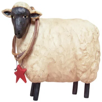 Homegifo Resin Sheep W/wreath In White