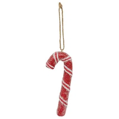 Homegifo Resin Sparkle Candy Cane Ornament In Red