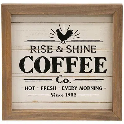 Homegifo Rise & Shine Coffee Co. Framed Sign In Brown