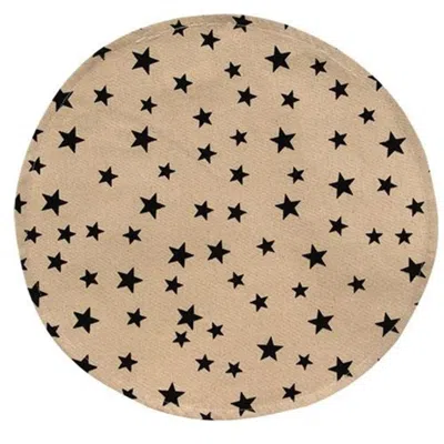 Homegifo Round Mat W/black Stars In Neutral