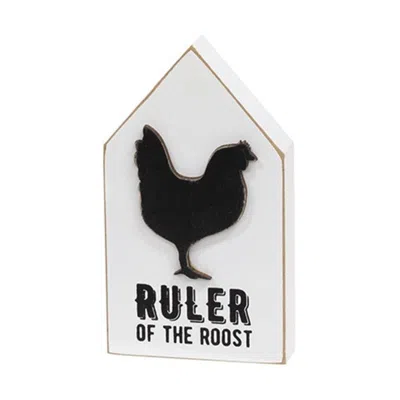 Homegifo Ruler Of The Roost Wooden Block Sitter In Multi