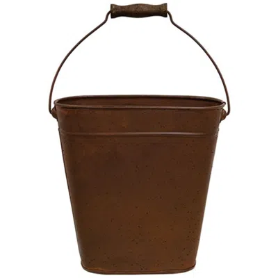 Homegifo Rust & Black Oval Wall Planter In Brown
