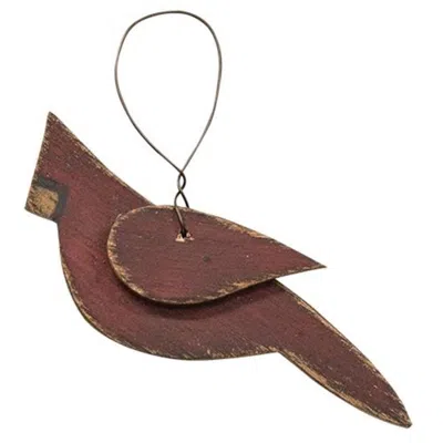 Homegifo Rustic Cardinal Ornament In Burgundy