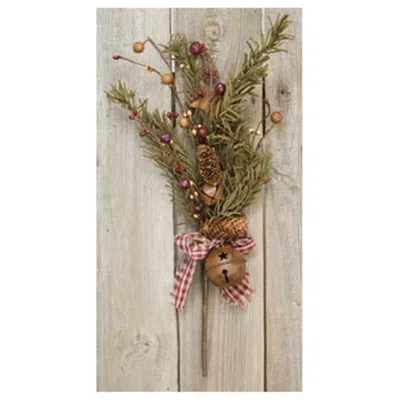 Homegifo Rustic Holiday Pine Pick 16" In Burgundy